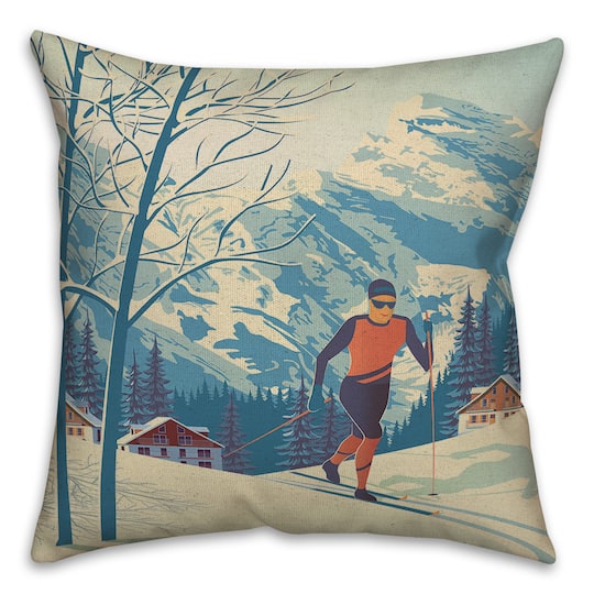 Eat Sleep Ski Repeat 18x18 Throw Pillow
